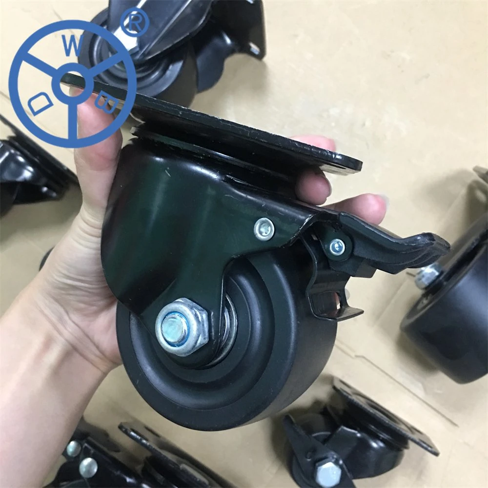 Low Profile Caster Wheel High Load Capacity Casters 40/50/65/75mm Nylon/PP Caster Wheels Black Caster with Double Brake