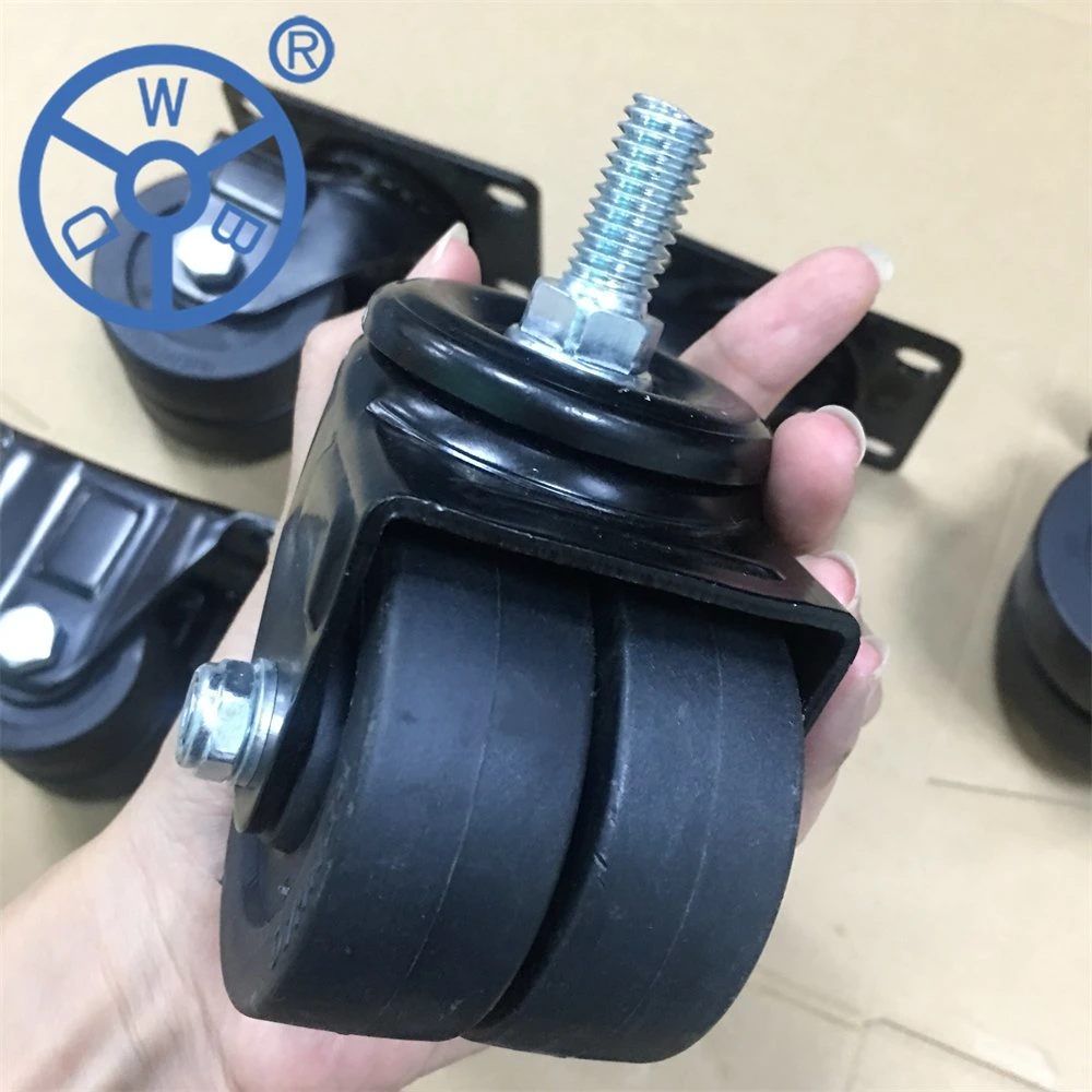 Threaded Stem Caster Wheels Low Profile Caster Wheel Twin Wheel Nylon/PP Wheels 40/50/65/75mm High Load Capacity Casters