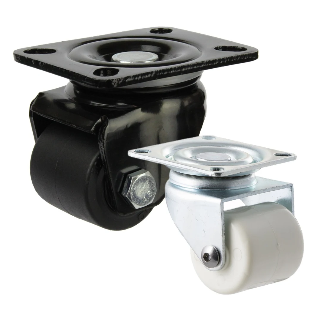 40/50/65/75mm Low Profile Caster Wheel High Load Capacity Casters Cowboy Nylon/PP Caster Wheels Black Caster