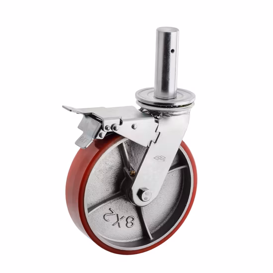 Stelo da 200 mm, ruota in gomma nera, ruota per ponteggio, rullo per ponteggio