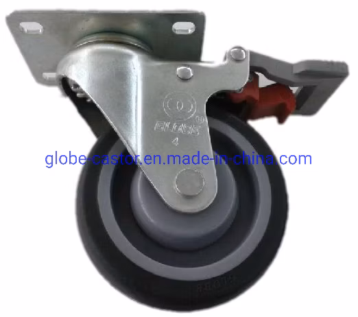 Rotella per supermercato TPR medio leggera da 3-5 pollici con piastra/foro superiore