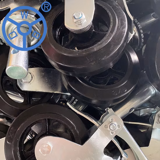 Ruota per ponteggi in gomma nera da 6" e 8" con ruota piena e freno